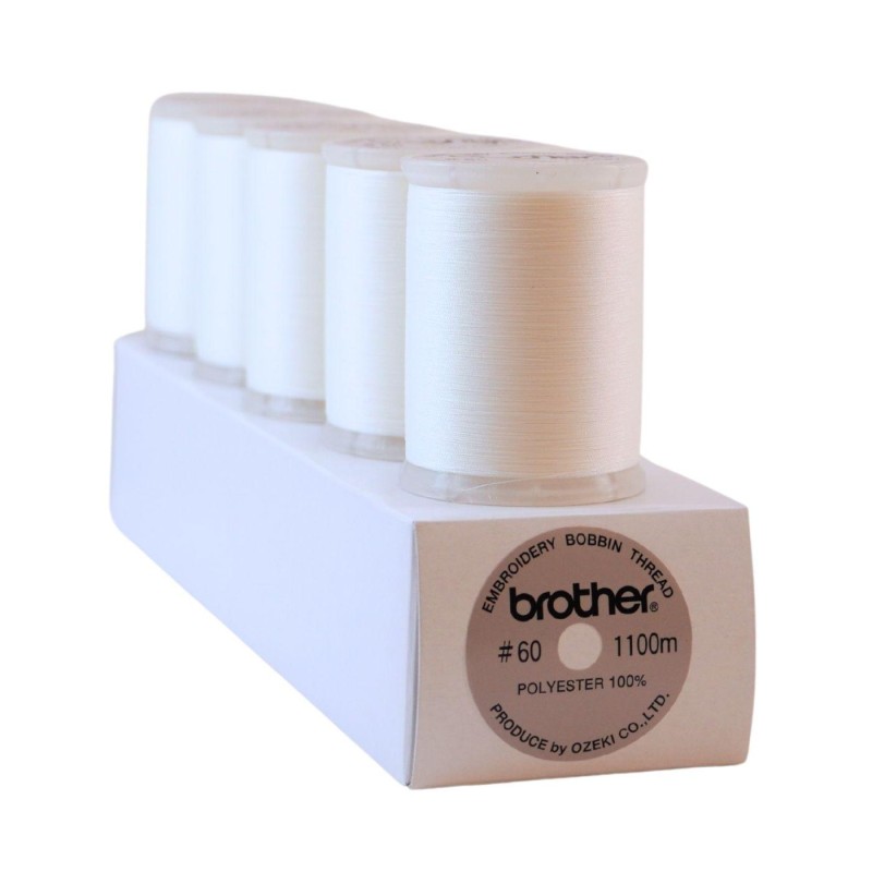 Bobine filo da ricamo inferiore Brother, confezione da 5 bobine, bianco