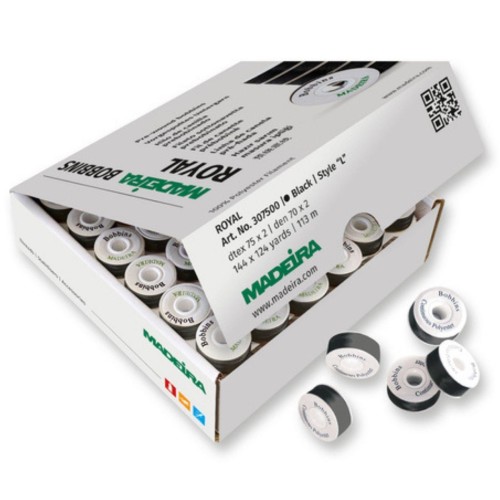 Box Spulen Stick-Unterfaden Madeira, 144 Stück, schwarz