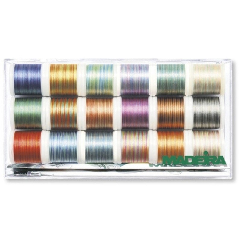 Boîte fil de broderie "Polyneon Multicolore" - 18x200m