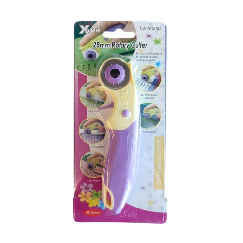 Cutter rotatif 28 mm, jaune/violet