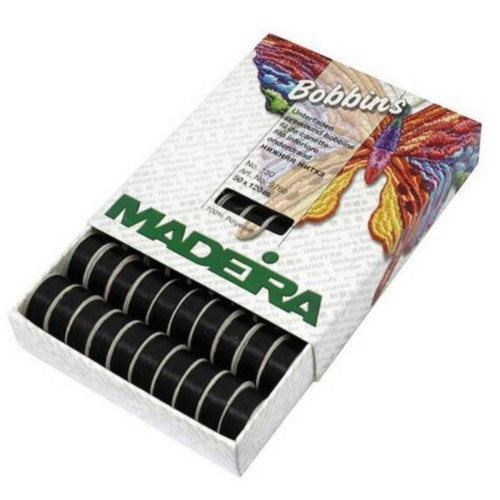 Boîte bobines de fil à broder inférieur Madeira, 50 pièces, noir