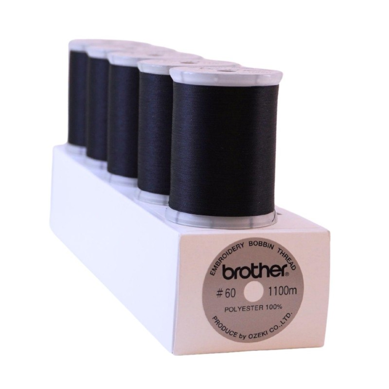 Bobines fil à broder inférieur Brother, boîte de 5 bobines, noir