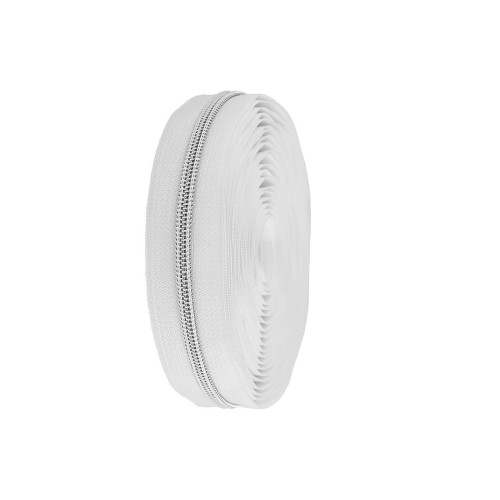 Fermeture à glissière en spirale métal au mètre n° 5 Blanc-Argenté