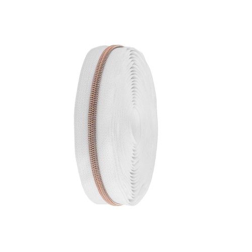 Fermeture à glissière en spirale métal au mètre n° 5 Blanc-Or rosé