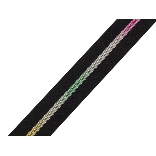 Fermeture à glissière en spirale métal au mètre n° 5 Noir-Multicolor