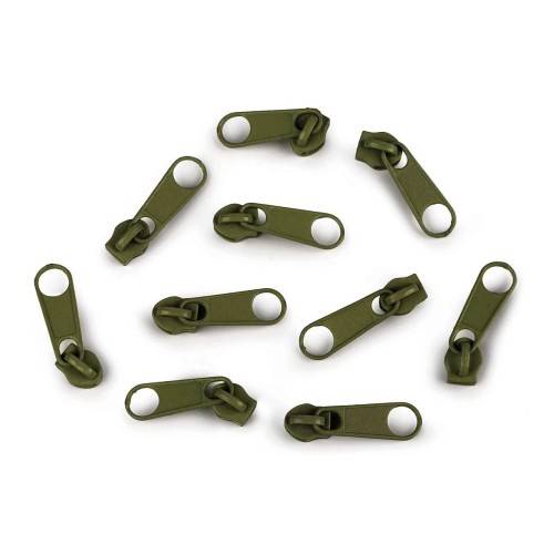 Cursore per cerniera a spirale n. 3 Verde oliva