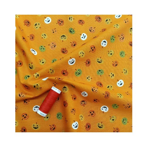 Tissu en coton Halloween Citrouille